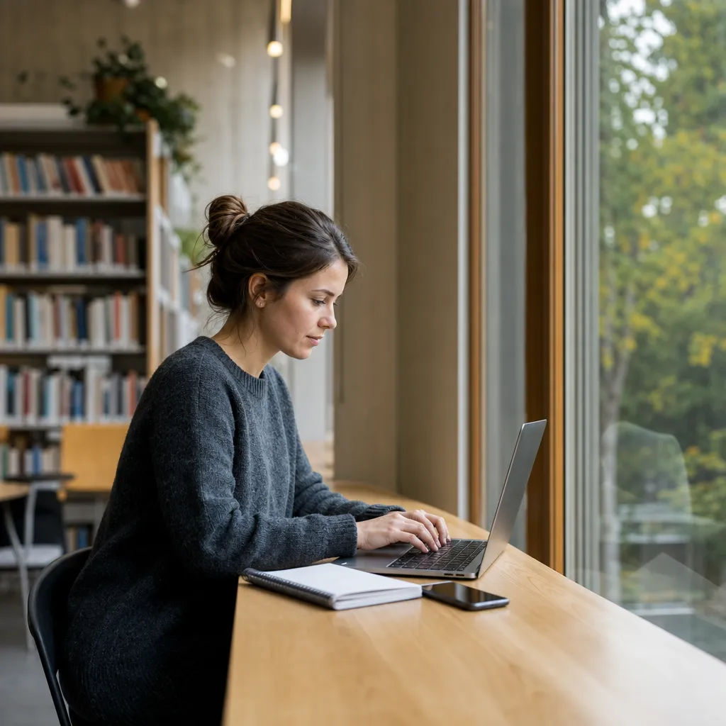 Student som pluggar med laptop och mobil