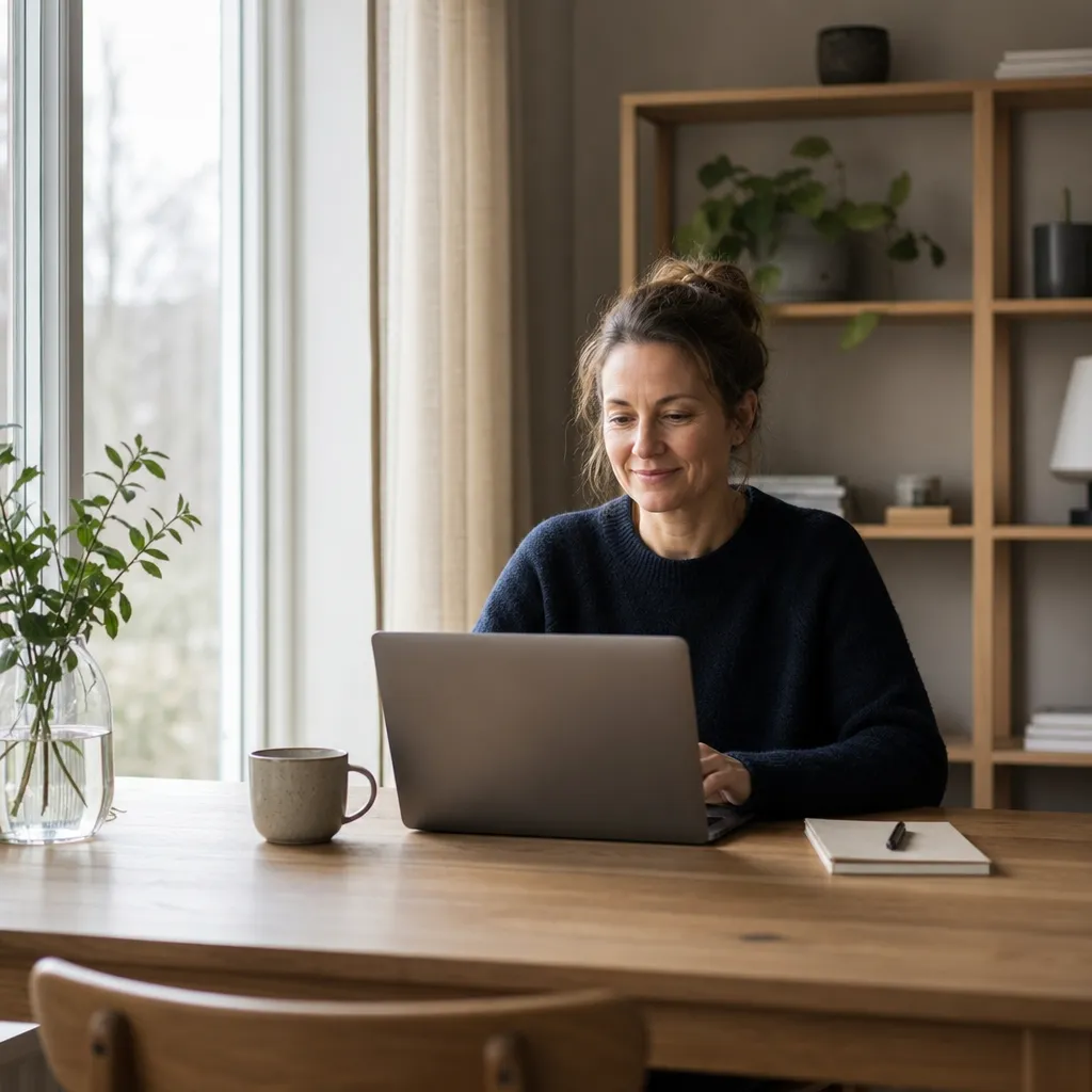 Person som loggar in på operatörens Mina sidor i mobilen för att säga upp sitt mobilabonnemang